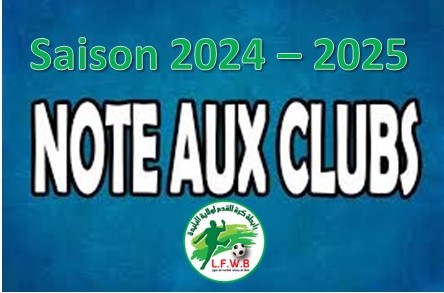 NOTE AUX CLUBS